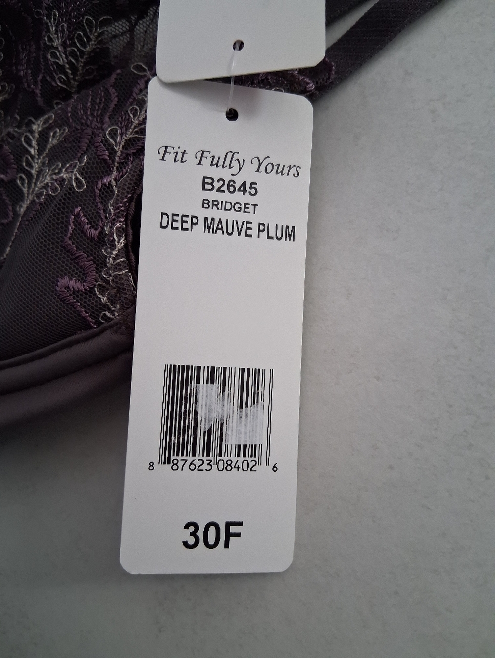 NWT Fit Fully Yours Lingerie/ Bridget Underwire Bra in Deep Mauve Plum/ Size 30F - Picture 12 of 13
